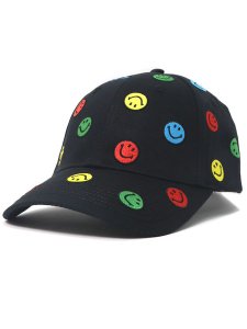画像1: MARKET SMILEY ALLOVER DAD HAT BLACK (1)