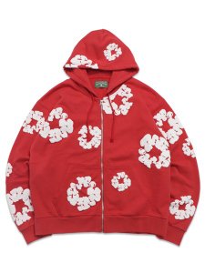 画像1: 【送料無料】DENIM TEARS COTTON WREATH ZIP HOODIE RED (1)