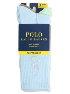 画像1: POLO RALPH LAUREN MINERAL WASH CREW 3PK SOCKS SOFT BLUE (1)
