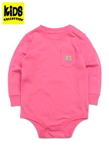画像1: 【KIDS】CARHARTT KIDS INF LS POCKET BODYSUIT-MED PINK (1)