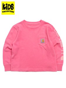 画像1: 【KIDS】CARHARTT KIDS CH LS GARMENT DYE POCKET TEE-PINK LEMON (1)