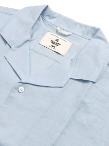 画像3: 【送料無料】REIGNING CHAMP LINEN RETREAT RELAXED CAMP SHIRT LIGHT BLUE (3)