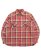 画像1: 【送料無料】EVISU HEAVY WASHED DISTRESSED FLANNEL SHIRT RED CHECK (1)