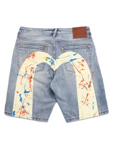 画像1: 【送料無料】EVISU SPLASH DAICOCK PRINTED DENIM SHORTS LT TONE INDIGO (1)