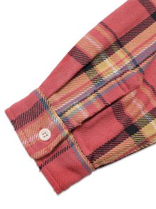 画像7: 【送料無料】EVISU HEAVY WASHED DISTRESSED FLANNEL SHIRT RED CHECK (7)