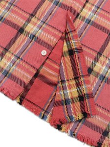 画像5: 【送料無料】EVISU HEAVY WASHED DISTRESSED FLANNEL SHIRT RED CHECK (5)