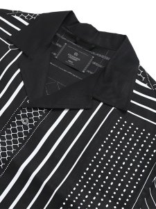 画像3: 【送料無料】REIGNING CHAMP LINEN ARENA RELAXED CAMP SHIRT BLACK/WHITE (3)