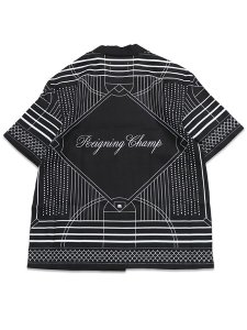 画像2: 【送料無料】REIGNING CHAMP LINEN ARENA RELAXED CAMP SHIRT BLACK/WHITE (2)