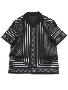 画像1: 【送料無料】REIGNING CHAMP LINEN ARENA RELAXED CAMP SHIRT BLACK/WHITE (1)