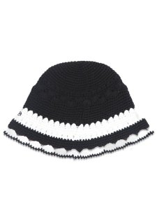 画像2: NEW ERA CROCHET KNIT BORDER BLACK/WHITE  (2)