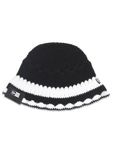 画像1: NEW ERA CROCHET KNIT BORDER BLACK/WHITE  (1)