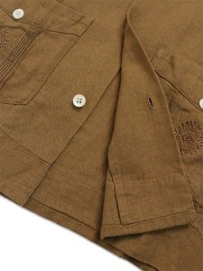 画像6: 【送料無料】SCHOTT LINEN GUAYABERA SHIRT KHAKI (6)