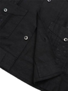 画像6: 【送料無料】SCHOTT LINEN GUAYABERA SHIRT BLACK (6)