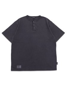 画像1: SCHOTT PIGMENT O/D SS HENLEY NECK TEE BLACK (1)
