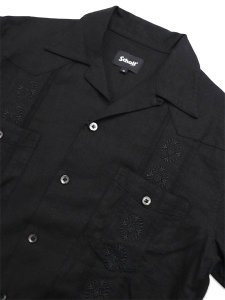 画像4: 【送料無料】SCHOTT LINEN GUAYABERA SHIRT BLACK (4)