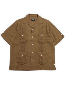 画像1: 【送料無料】SCHOTT LINEN GUAYABERA SHIRT KHAKI (1)