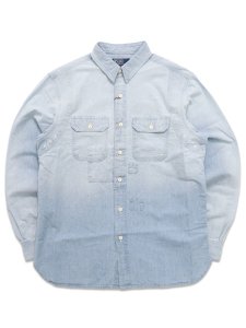画像1: 【送料無料】POLO RALPH LAUREN REPAIR CHAMBRAY SHIRT MEDIUM INDIGO (1)