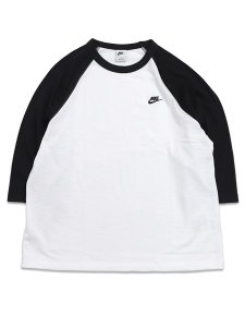 画像1: NIKE CLUB 3/4 RAGLAN TOP-BLACK/WHITE (1)
