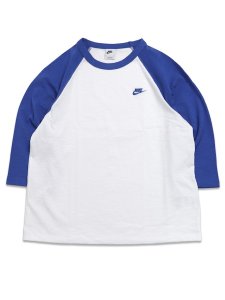 画像1: NIKE CLUB 3/4 RAGLAN TOP-GAME ROYAL/WHITE (1)