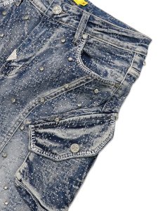 画像3: 【送料無料】GUAPI AQUA BLUE COFFIN ARC EMBELLISHED DENIM (3)