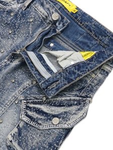 画像4: 【送料無料】GUAPI AQUA BLUE COFFIN ARC EMBELLISHED DENIM (4)