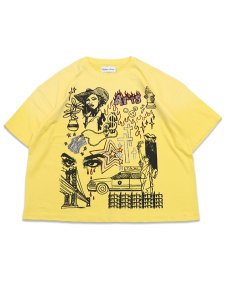 画像1: 【送料無料】STOLEN ARTS SAINTS & SINNERS YELLOW RHINESTONE TEE (1)