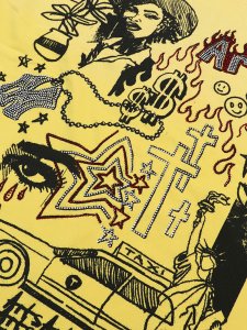 画像5: 【送料無料】STOLEN ARTS SAINTS & SINNERS YELLOW RHINESTONE TEE (5)