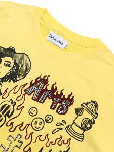 画像3: 【送料無料】STOLEN ARTS SAINTS & SINNERS YELLOW RHINESTONE TEE (3)