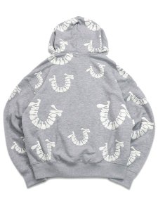 画像2: 【送料無料】TRUE RELIGION WARPED LOGO BOXY HOODIE HEATHER GREY/WHITE (2)