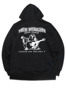 画像2: 【送料無料】TRUE RELIGION GLOSSY ARCHED LOGO ZIP HOODIE BLACK (2)