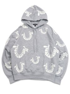 画像1: 【送料無料】TRUE RELIGION WARPED LOGO BOXY HOODIE HEATHER GREY/WHITE (1)