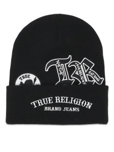 画像1: TRUE RELIGION LOGO PATCH BEANIE BLACK (1)