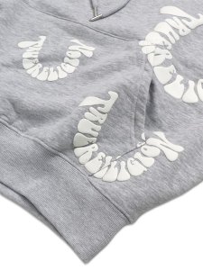 画像4: 【送料無料】TRUE RELIGION WARPED LOGO BOXY HOODIE HEATHER GREY/WHITE (4)