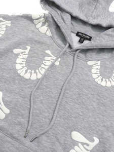 画像3: 【送料無料】TRUE RELIGION WARPED LOGO BOXY HOODIE HEATHER GREY/WHITE (3)