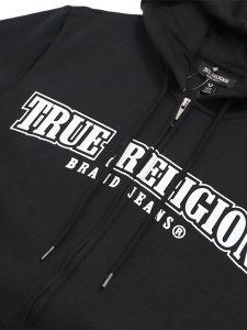 画像3: 【送料無料】TRUE RELIGION GLOSSY ARCHED LOGO ZIP HOODIE BLACK (3)