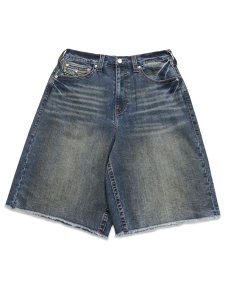 画像2: 【送料無料】TRUE RELIGION MIKEY FRAYED HEM FLAP BAGGY AF SHORT CHAINLINK DISTRESS DARK (2)