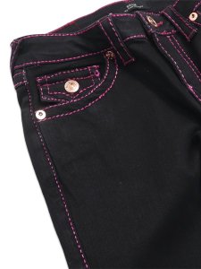 画像3: 【送料無料】TRUE RELIGION WMS BILLIE MID RISE LUREX BIG T STR BODY RINSE BK (3)
