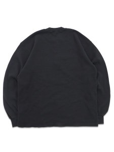 画像2: 【送料無料】LOS ANGELES APPAREL L/S HEAVY THERMAL HERITAGE HENLEY OVERSIZED-BLACK (2)