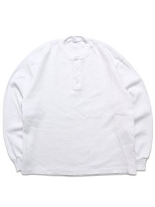 画像1: LOS ANGELES APPAREL L/S HEAVY THERMAL HERITAGE HENLEY OVERSIZED-WHITE (1)