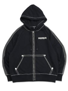 画像2: 【送料無料】TRUE RELIGION SUPER T BOXY ZIP HOODIE BLACK (2)