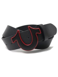 画像1: 【送料無料】TRUE RELIGION INDO-SAGE ENAMEL HORSESHOE BELT BLACK (1)