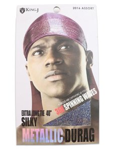 画像1: KING J EXTRA LONG TIE 40" SILKY METALLIC DURAG (1)
