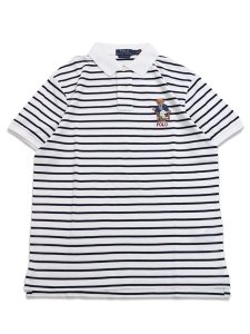 画像1: 【送料無料】POLO RALPH LAUREN CUSTOM SLIM STRIPED NEWPORT BEAR MESH POLO (1)