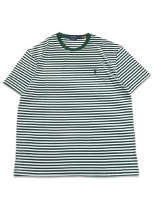 画像1: 【送料無料】POLO RALPH LAUREN CLASSIC FIT STRIPED TEE NEW FOREST/WHITE (1)
