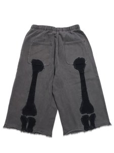 画像2: 【送料無料】VANSON 8/10 LENGTH FLEECE SHORT BLACK BONE DENIM PATCH (2)