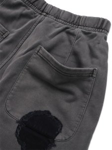 画像4: 【送料無料】VANSON 8/10 LENGTH FLEECE SHORT BLACK BONE DENIM PATCH (4)