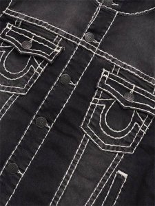 画像4: 【送料無料】TRUE RELIGION SUPER T HOODED DENIM JACKET SMOG OVERDYE BLACK WASH (4)