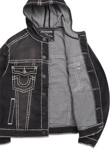 画像6: 【送料無料】TRUE RELIGION SUPER T HOODED DENIM JACKET SMOG OVERDYE BLACK WASH (6)