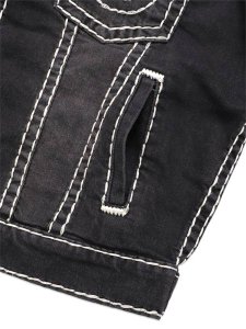 画像5: 【送料無料】TRUE RELIGION SUPER T HOODED DENIM JACKET SMOG OVERDYE BLACK WASH (5)