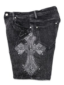 画像3: 【送料無料】GUAPI VINTAGE BLACK DISTRESSED DENIM SHORTS (3)